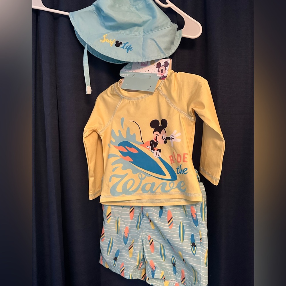 NWT Disney Baby Light Blue and Yellow 3-Piece Set